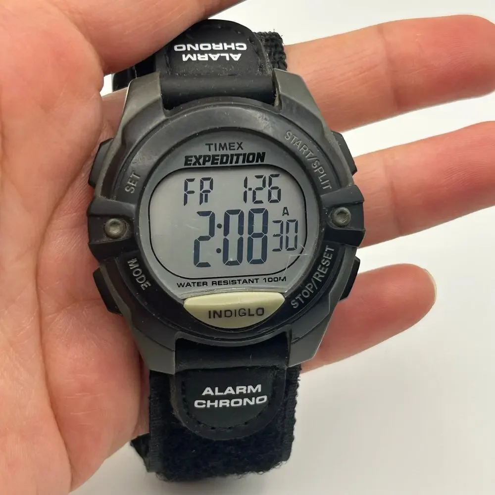 Timex Expedition Digital Watch Black & Gray Resin Case Integrated Compass